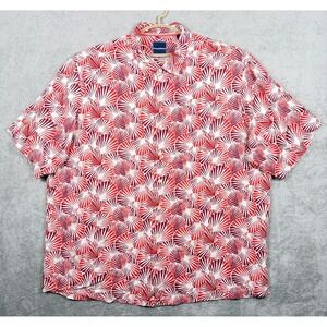 Tommy Bahama Shirt Mens 3XT Red White Sea Shell Silk Hawaiian Camp Button Up